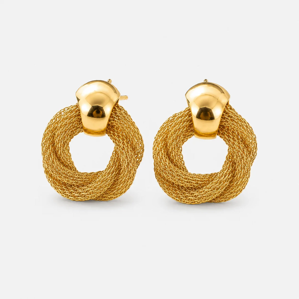 Gold Twisted Knot Sculptural Drop Earrings
