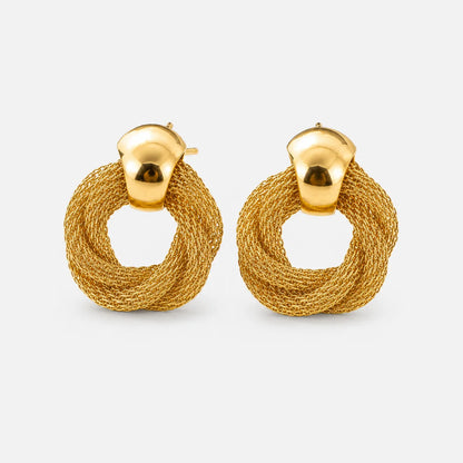Gold Twisted Knot Sculptural Drop Earrings