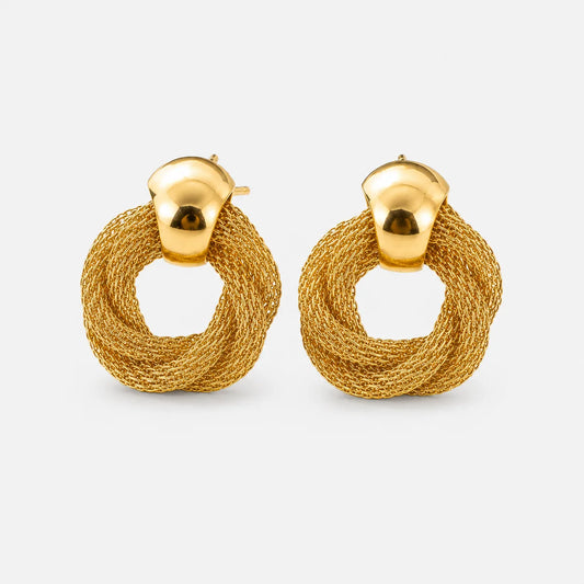 Gold Twisted Knot Sculptural Drop Earrings