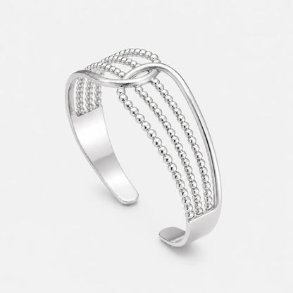 Beaded Wave Open Cuff Bracelet Gold Silver