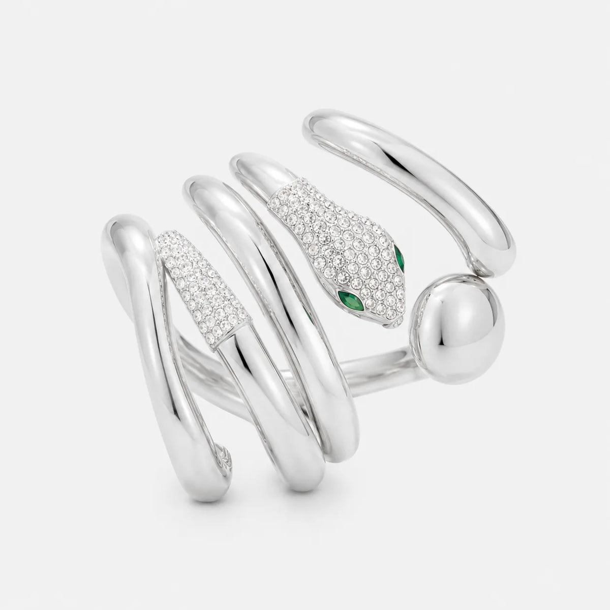 3-Piece Chunky Snake Rhinestone Bangle Set