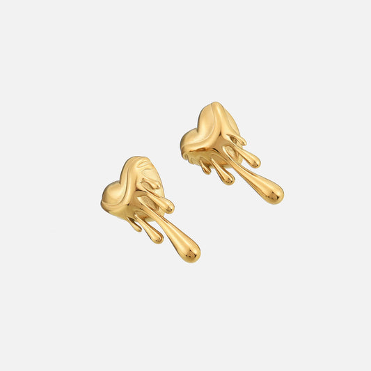 Gold Earrings for Women Unique Meltdown Design Artistic Flair 1