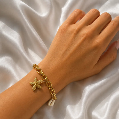 Ocean-Inspired Charm Bracelet Gold Chain Hypoallergenic Beachy Style