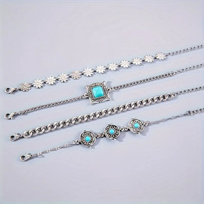 Layered Bracelet Set White Gold Elegant Design Versatile Style 2