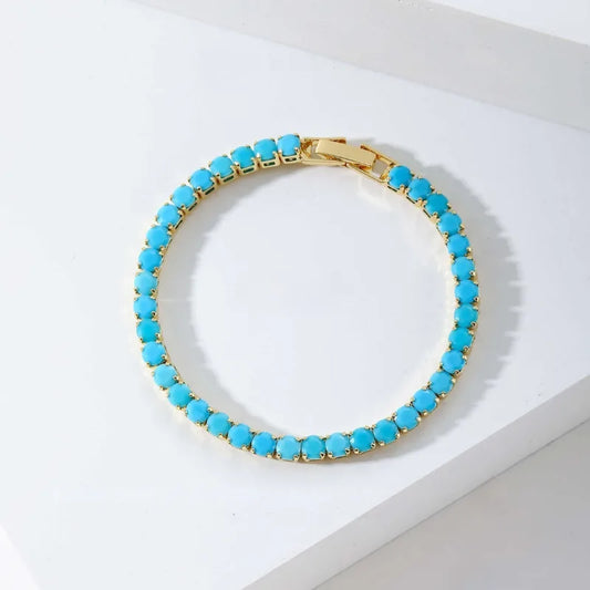 Turquoise Tennis Bracelet Gold Elegant Design Timeless Style 0