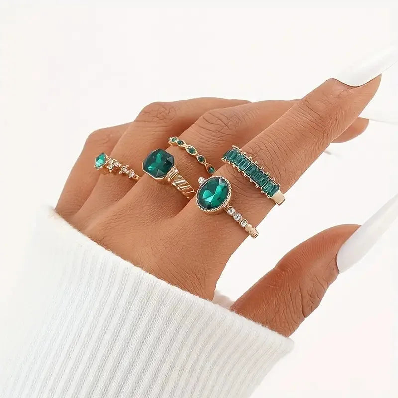 Emerald Ring Set Gold Genuine Emeralds Elegant Design for Any Occasion 2