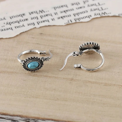 White Gold Hoop Earrings Turquoise Design Elegant for Everyday Wear 0